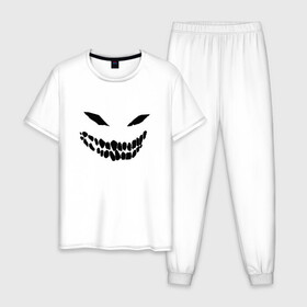 Мужская пижама хлопок с принтом Ghost face , 100% хлопок | брюки и футболка прямого кроя, без карманов, на брюках мягкая резинка на поясе и по низу штанин
 | disturbed | drain | face | ghost | дрейн | монстр | призрак