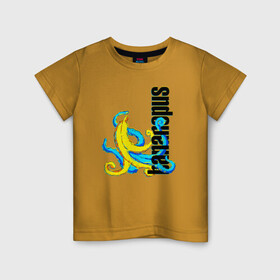 Детская футболка хлопок с принтом Bananopus , 100% хлопок | круглый вырез горловины, полуприлегающий силуэт, длина до линии бедер | Тематика изображения на принте: banana | octopus | банан | осьминог