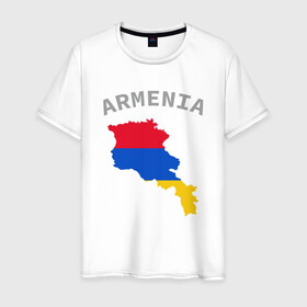 Мужская футболка хлопок с принтом Карта Армении , 100% хлопок | прямой крой, круглый вырез горловины, длина до линии бедер, слегка спущенное плечо. | armenia | armenya | арарат | армения | армяне | армянин | арцах | горы | ереван | кавказ | народ | саркисян | ссср | страна | флаг