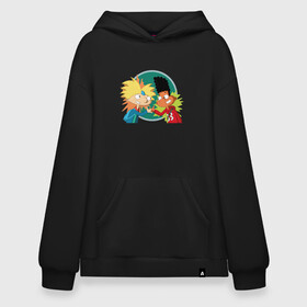 Худи SuperOversize хлопок с принтом Hey Arnold!  , 70% хлопок, 30% полиэстер, мягкий начес внутри | карман-кенгуру, эластичная резинка на манжетах и по нижней кромке, двухслойный капюшон
 | мульсериалы | мультфильмы 90 х | никелодеон | ностальгия | нулевые | эй арнольд