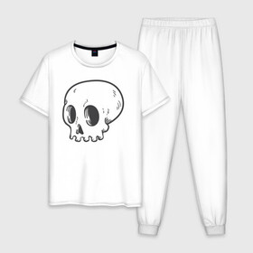 Мужская пижама хлопок с принтом Мертвый Аякс , 100% хлопок | брюки и футболка прямого кроя, без карманов, на брюках мягкая резинка на поясе и по низу штанин
 | skull | иллюстрация | стикер | ужастик | череп