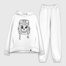 Женский костюм хлопок Oversize с принтом Лётчик Аякс ,  |  | skull | иллюстрация | стикер | ужастик | череп