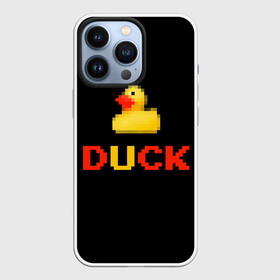 Чехол для iPhone 13 Pro с принтом DUCK ,  |  | денди | матное слово | пиксели | прикольная надпись | резиновая уточка