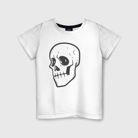Детская футболка хлопок с принтом Хмурый Аякс , 100% хлопок | круглый вырез горловины, полуприлегающий силуэт, длина до линии бедер | skull | иллюстрация | стикер | ужастик | череп