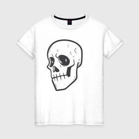 Женская футболка хлопок с принтом Хмурый Аякс , 100% хлопок | прямой крой, круглый вырез горловины, длина до линии бедер, слегка спущенное плечо | skull | иллюстрация | стикер | ужастик | череп