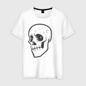 Мужская футболка хлопок с принтом Хмурый Аякс , 100% хлопок | прямой крой, круглый вырез горловины, длина до линии бедер, слегка спущенное плечо. | skull | иллюстрация | стикер | ужастик | череп