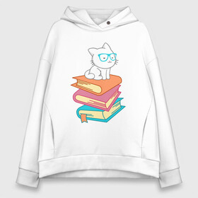 Женское худи Oversize хлопок с принтом Book Cat , френч-терри — 70% хлопок, 30% полиэстер. Мягкий теплый начес внутри —100% хлопок | боковые карманы, эластичные манжеты и нижняя кромка, капюшон на магнитной кнопке | animal | book | cat | cute | kitty | meow | друг | животные | киска | китти | книга | книги | кот | котенок | котик | котэ | кошечка | кошка | милый | мур | мяу | питомец