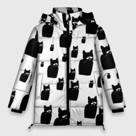 Женская зимняя куртка Oversize с принтом Принт из грустных черных котов , верх — 100% полиэстер; подкладка — 100% полиэстер; утеплитель — 100% полиэстер | длина ниже бедра, силуэт Оверсайз. Есть воротник-стойка, отстегивающийся капюшон и ветрозащитная планка. 

Боковые карманы с листочкой на кнопках и внутренний карман на молнии | грустный | кот | черный