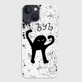 Чехол для iPhone 13 mini с принтом ЪУЪ СЪУКА брызги красок ,  |  | cat | mem | memes | брызги красок | злой | интернет | кот | краска | мем | мем кот | приколы | съука | ъуъ | ъуъ съука
