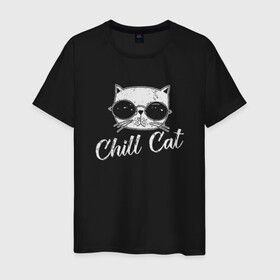 Мужская футболка хлопок с принтом Chill Cat , 100% хлопок | прямой крой, круглый вырез горловины, длина до линии бедер, слегка спущенное плечо. | animal | cat | cute | kitty | meow | друг | животные | киска | китти | кот | котенок | котик | котэ | кошечка | кошка | милый | мур | мяу | питомец