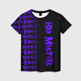 Женская футболка 3D с принтом MISFITS [9] , 100% полиэфир ( синтетическое хлопкоподобное полотно) | прямой крой, круглый вырез горловины, длина до линии бедер | misfits | music | rock | мисфитс | музыка | рок