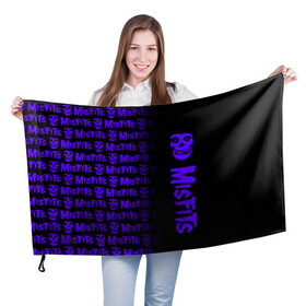 Флаг 3D с принтом MISFITS [9] , 100% полиэстер | плотность ткани — 95 г/м2, размер — 67 х 109 см. Принт наносится с одной стороны | misfits | music | rock | мисфитс | музыка | рок