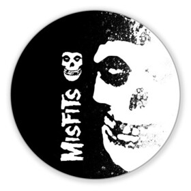 Коврик для мышки круглый с принтом MISFITS [1] , резина и полиэстер | круглая форма, изображение наносится на всю лицевую часть | misfits | music | rock | мисфитс | музыка | рок