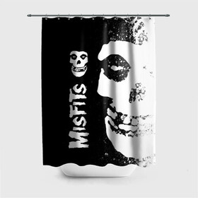 Штора 3D для ванной с принтом MISFITS [1] , 100% полиэстер | плотность материала — 100 г/м2. Стандартный размер — 146 см х 180 см. По верхнему краю — пластиковые люверсы для креплений. В комплекте 10 пластиковых колец | misfits | music | rock | мисфитс | музыка | рок