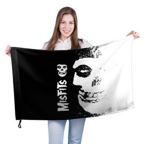 Флаг 3D с принтом MISFITS [1] , 100% полиэстер | плотность ткани — 95 г/м2, размер — 67 х 109 см. Принт наносится с одной стороны | misfits | music | rock | мисфитс | музыка | рок