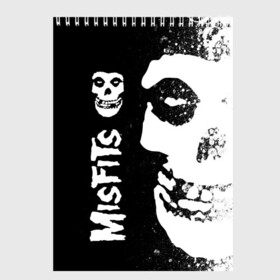 Скетчбук с принтом MISFITS [1] , 100% бумага
 | 48 листов, плотность листов — 100 г/м2, плотность картонной обложки — 250 г/м2. Листы скреплены сверху удобной пружинной спиралью | Тематика изображения на принте: misfits | music | rock | мисфитс | музыка | рок