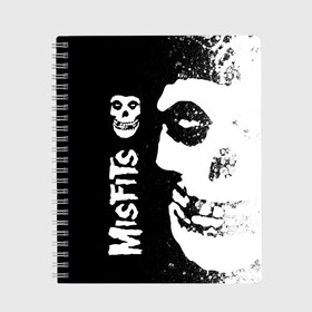 Тетрадь с принтом MISFITS [1] , 100% бумага | 48 листов, плотность листов — 60 г/м2, плотность картонной обложки — 250 г/м2. Листы скреплены сбоку удобной пружинной спиралью. Уголки страниц и обложки скругленные. Цвет линий — светло-серый
 | Тематика изображения на принте: misfits | music | rock | мисфитс | музыка | рок