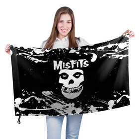 Флаг 3D с принтом MISFITS [4] , 100% полиэстер | плотность ткани — 95 г/м2, размер — 67 х 109 см. Принт наносится с одной стороны | misfits | music | rock | мисфитс | музыка | рок