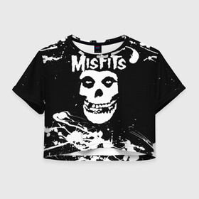 Женская футболка Crop-top 3D с принтом MISFITS [4] , 100% полиэстер | круглая горловина, длина футболки до линии талии, рукава с отворотами | misfits | music | rock | мисфитс | музыка | рок