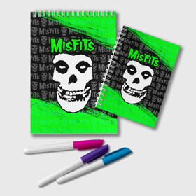 Блокнот с принтом MISFITS [3] , 100% бумага | 48 листов, плотность листов — 60 г/м2, плотность картонной обложки — 250 г/м2. Листы скреплены удобной пружинной спиралью. Цвет линий — светло-серый
 | Тематика изображения на принте: misfits | music | rock | мисфитс | музыка | рок