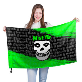 Флаг 3D с принтом MISFITS [3] , 100% полиэстер | плотность ткани — 95 г/м2, размер — 67 х 109 см. Принт наносится с одной стороны | misfits | music | rock | мисфитс | музыка | рок