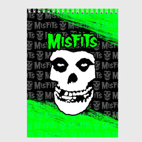 Скетчбук с принтом MISFITS [3] , 100% бумага
 | 48 листов, плотность листов — 100 г/м2, плотность картонной обложки — 250 г/м2. Листы скреплены сверху удобной пружинной спиралью | Тематика изображения на принте: misfits | music | rock | мисфитс | музыка | рок