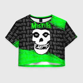 Женская футболка Crop-top 3D с принтом MISFITS [3] , 100% полиэстер | круглая горловина, длина футболки до линии талии, рукава с отворотами | misfits | music | rock | мисфитс | музыка | рок