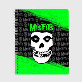 Тетрадь с принтом MISFITS [3] , 100% бумага | 48 листов, плотность листов — 60 г/м2, плотность картонной обложки — 250 г/м2. Листы скреплены сбоку удобной пружинной спиралью. Уголки страниц и обложки скругленные. Цвет линий — светло-серый
 | Тематика изображения на принте: misfits | music | rock | мисфитс | музыка | рок