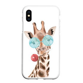 Чехол для iPhone XS Max матовый с принтом Жираф в очках , Силикон | Область печати: задняя сторона чехла, без боковых панелей | животные | жираф | звери | конфета | очки | чупа чупс