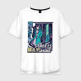 Мужская футболка хлопок Oversize с принтом Anime Vaporwave Girl , 100% хлопок | свободный крой, круглый ворот, “спинка” длиннее передней части | art | japan | japanese | landscape | neon | night | street | tokyo | urban | арт | вапорвейв | вывеска | девочка из манги | комиксы | манга | мои улицы | неон | ночь | паровая волна | пейзаж | персонаж аниме | рисунок в стиле аниме