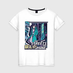 Женская футболка хлопок с принтом Anime Vaporwave Girl , 100% хлопок | прямой крой, круглый вырез горловины, длина до линии бедер, слегка спущенное плечо | art | japan | japanese | landscape | neon | night | street | tokyo | urban | арт | вапорвейв | вывеска | девочка из манги | комиксы | манга | мои улицы | неон | ночь | паровая волна | пейзаж | персонаж аниме | рисунок в стиле аниме