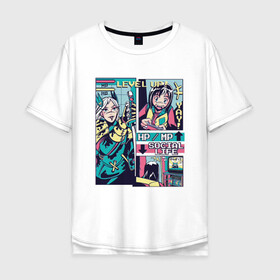 Мужская футболка хлопок Oversize с принтом Vaporwave Anime Level UP , 100% хлопок | свободный крой, круглый ворот, “спинка” длиннее передней части | art | hp mp | japan | japanese | landscape | social life | tokyo | арт | вапорвейв | девочка из манги | здоровье | комиксы | компьютер | мана | манга | паровая волна | персонаж аниме | приставка | рисунок в стиле аниме