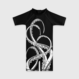 Детский купальный костюм 3D с принтом Octopus Black and White , Полиэстер 85%, Спандекс 15% | застежка на молнии на спине | fish | kraken | ocean spirit | octopus | sea | summer | вода | водный мир | животные | зверь | кальмар | кракен | лето | монстр | море | морская живность | морские обитатели | осьминог | отпуск | рыба | черно белый | чуд