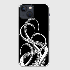 Чехол для iPhone 13 mini с принтом Octopus Black and White ,  |  | fish | kraken | ocean spirit | octopus | sea | summer | вода | водный мир | животные | зверь | кальмар | кракен | лето | монстр | море | морская живность | морские обитатели | осьминог | отпуск | рыба | черно белый | чуд