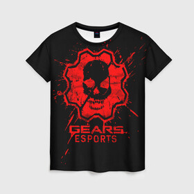 Женская футболка 3D с принтом Gears esports , 100% полиэфир ( синтетическое хлопкоподобное полотно) | прямой крой, круглый вырез горловины, длина до линии бедер | game | games | gears of war | gow | гирс оф вар | гов | игра | игры | маркус феникс | пуфкы ща цфк