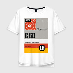 Мужская футболка хлопок Oversize с принтом Кассета 2 , 100% хлопок | свободный крой, круглый ворот, “спинка” длиннее передней части | 90s | basf | кассеты | музыка | ретро.