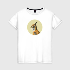 Женская футболка хлопок с принтом Американская пустельга , 100% хлопок | прямой крой, круглый вырез горловины, длина до линии бедер, слегка спущенное плечо | анималистика | графика | пастель | птица | птицы | птицы в шляпах | пустельга | рисунок | тирольская шляпа