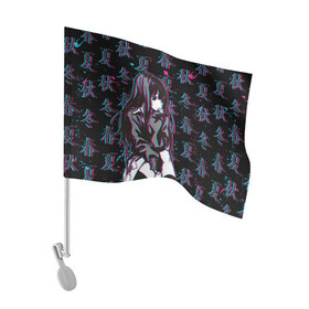 Флаг для автомобиля с принтом Sad Anime Girl , 100% полиэстер | Размер: 30*21 см | anime | chan | girl | glitch | hieroglyph | seasons | waifu | аниме | вайфу | времена | глитч | года | иероглиф | тян