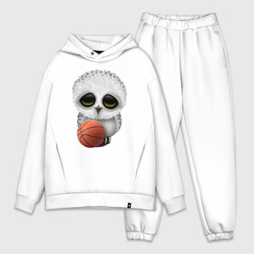 Мужской костюм хлопок OVERSIZE с принтом Сова   Баскетбол ,  |  | basketball | game | nba | owl | sport | streetball | баскетбол | баскетболист | игра | игрок | мяч | нба | птицы | сова | спорт | стритбол | тренер