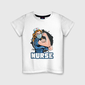 Детская футболка хлопок с принтом Медсестра , 100% хлопок | круглый вырез горловины, полуприлегающий силуэт, длина до линии бедер | covid | больница | вирус | медик | медсестра