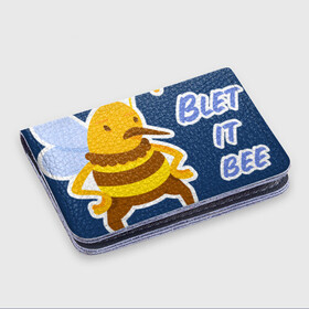 Картхолдер с принтом с принтом Пчела Blet it bee , натуральная матовая кожа | размер 7,3 х 10 см; кардхолдер имеет 4 кармана для карт; | blet it bee | let it be | пчела | так блэт