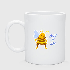 Кружка керамическая с принтом Пчела Blet it bee , керамика | объем — 330 мл, диаметр — 80 мм. Принт наносится на бока кружки, можно сделать два разных изображения | blet it bee | let it be | пчела | так блэт