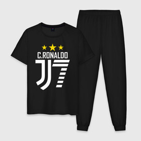 Мужская пижама хлопок с принтом C.RONALDO J7 3 звезды , 100% хлопок | брюки и футболка прямого кроя, без карманов, на брюках мягкая резинка на поясе и по низу штанин
 | Тематика изображения на принте: 7 | champion | cr7 | cristiano ronaldo | fifa | football | football club | juventus | soccer | uefa | игра | криштиану роналду | лига чемпионов | реал мадрид | сборная португалии | спорт | уефа | фифа | фк | футбол | футболь