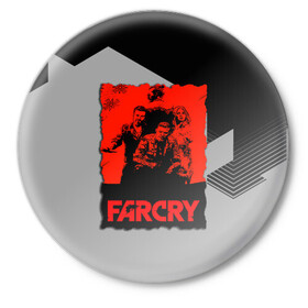 Значок с принтом FARCRY ,  металл | круглая форма, металлическая застежка в виде булавки | farcry | fc 5 | fc5 | фар край