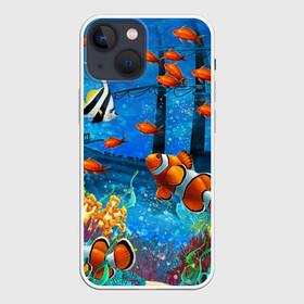 Чехол для iPhone 13 mini с принтом На глубине | Рыбки | Пляжная ,  |  | море | мультяшки | океан | пляжная | рыба | рыбки | рыбы