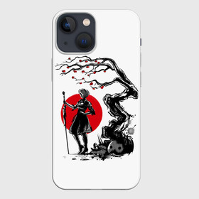 Чехол для iPhone 13 mini с принтом 2B | Sakura ,  |  | Тематика изображения на принте: 2a | 2б | ahegao | anime | automata | b2 | cyber | emil | girl | girls | glitch | hikka | neon | nier | senpai | waifu | yorha | а2 | аниме | ахегао | вайфу | глитч | глич | девушка | кибер | манга | неон | семпай | сенпай | тян | тяночка | 