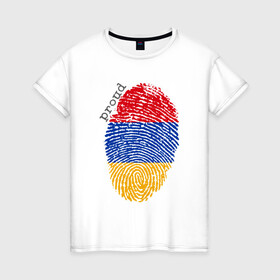 Женская футболка хлопок с принтом Армения - Гордость , 100% хлопок | прямой крой, круглый вырез горловины, длина до линии бедер, слегка спущенное плечо | armenia | armenya | арарат | армения | армяне | армянин | горы | ереван | кавказ | народ | саркисян | ссср | страна | флаг