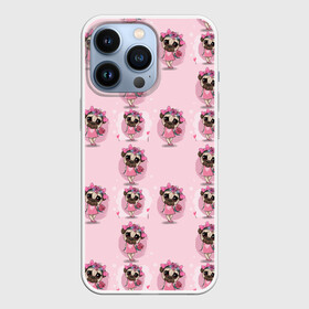 Чехол для iPhone 13 Pro с принтом Милая собачка ,  |  | пес | песик | собака | собачка | цветочек | щенок | щеночек