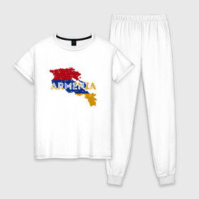 Женская пижама хлопок с принтом Armenia Map , 100% хлопок | брюки и футболка прямого кроя, без карманов, на брюках мягкая резинка на поясе и по низу штанин | armenia | armenya | арарат | армения | армяне | армянин | горы | ереван | кавказ | народ | саркисян | ссср | страна | флаг