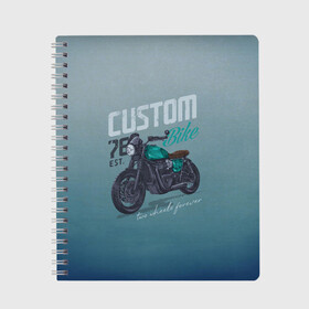 Тетрадь с принтом Custom Bike , 100% бумага | 48 листов, плотность листов — 60 г/м2, плотность картонной обложки — 250 г/м2. Листы скреплены сбоку удобной пружинной спиралью. Уголки страниц и обложки скругленные. Цвет линий — светло-серый
 | bike | custom | байк | байкер | кастом | мото | мотокросс | мотоцикл | скорость